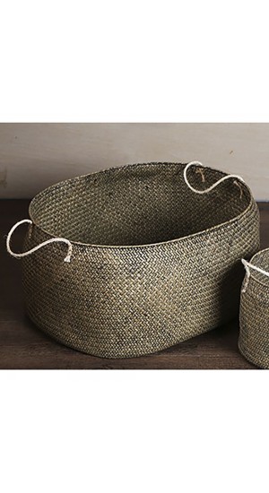  SEAGRASS GRAY  PLANTER WITH HANDLES 40X33X24CM