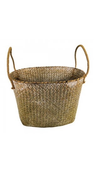  NATURAL   WHITE OVALSEAGRASS BASKET WITH ΗANDLES 34Χ26Χ24CM