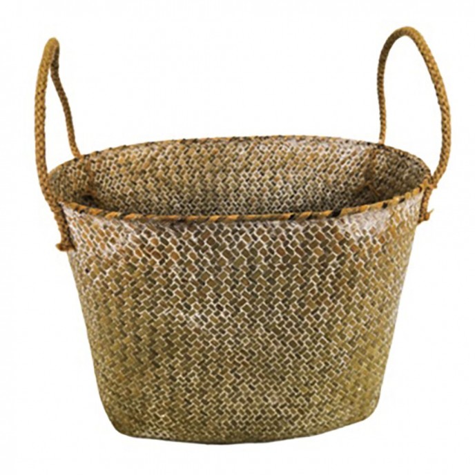  NATURAL   WHITE OVALSEAGRASS BASKET WITH ΗANDLES 34Χ26Χ24CM 