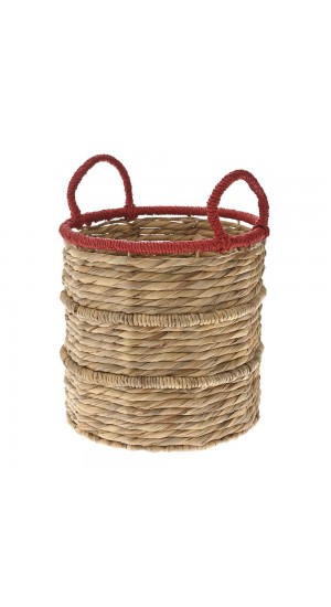  WILLOW BASKET W RED TOP D26x27CM