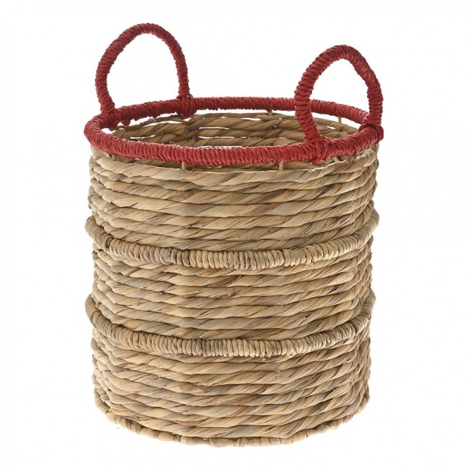  WILLOW BASKET W RED TOP D26x27CM 