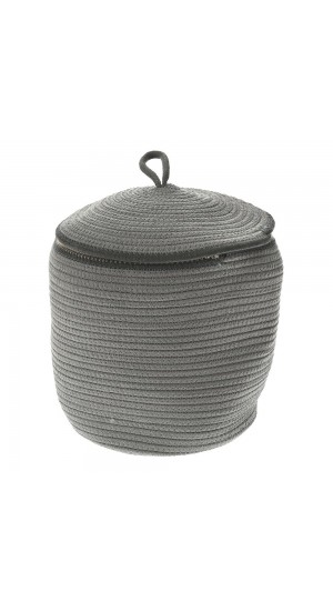  GREEN COTTON ROPE BASKET WITH LID D32x37CM