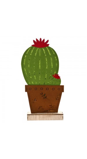  WOODEN CACTUS W 8LED 18x5.5x40CM  2xAA BATTERIES NOT INCLUDED