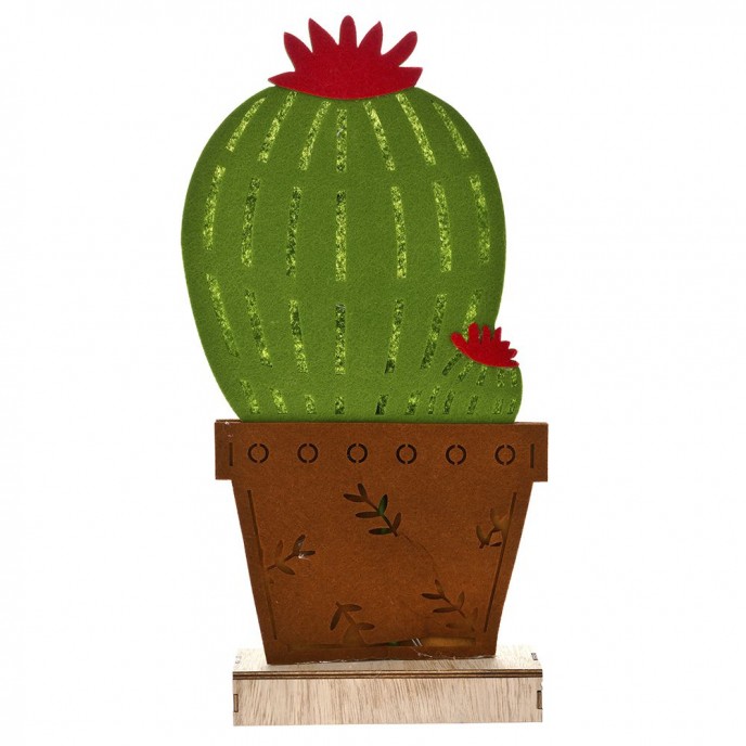  WOODEN CACTUS W 8LED 18x5.5x40CM  2xAA BATTERIES NOT INCLUDED 