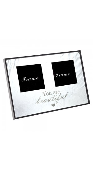  GLASS DOUBLE PHOTO FRAME 29x20CM YOU ARE BEAUTIFUL