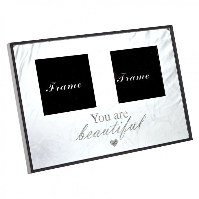  GLASS DOUBLE PHOTO FRAME 29x20CM YOU ARE BEAUTIFUL 