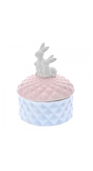  PINK AND BLUE CERAMIC CASE WITH RABBIT D 11X14 CM