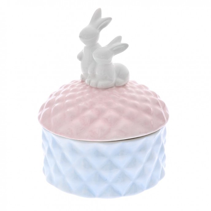  PINK AND BLUE CERAMIC CASE WITH RABBIT D 11X14 CM 