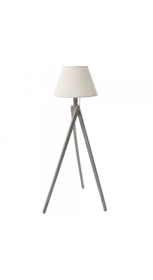  WOODEN FLOOR LAMP WITH GREY FABRIC SHADE D45X152CM
