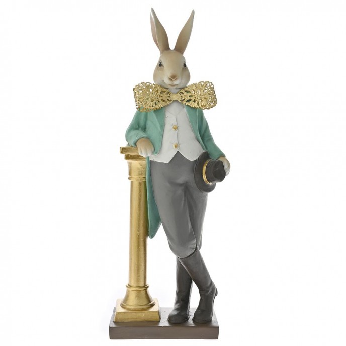  EASTER POLYRESIN RABBIT STANDING UP IN A COLUMN 17.5x9.5x46.5CM 