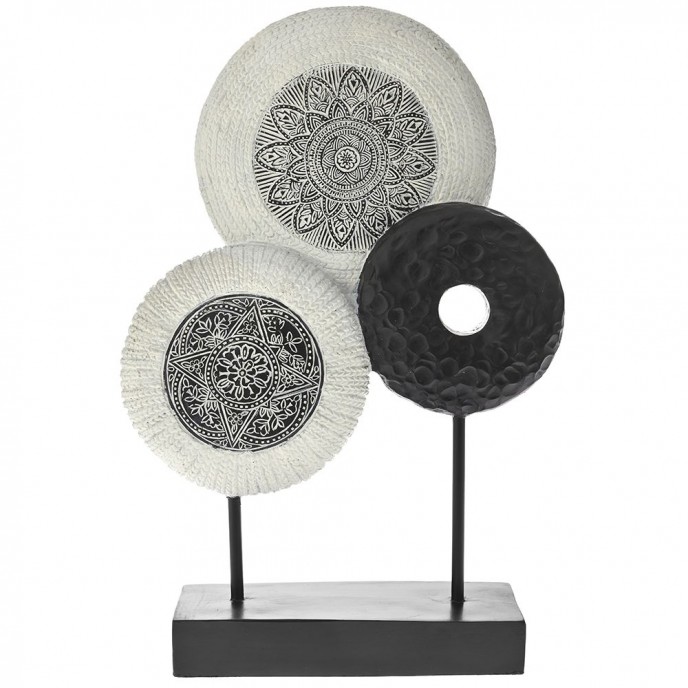  BLACK AND WHITE RESIN DISC SCULPTURE 28x8x43CM 