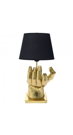  GOLD POLYRESIN HAND TABLE LAMP 30X31X71 CM WITH BLACK VELVET SHADE
