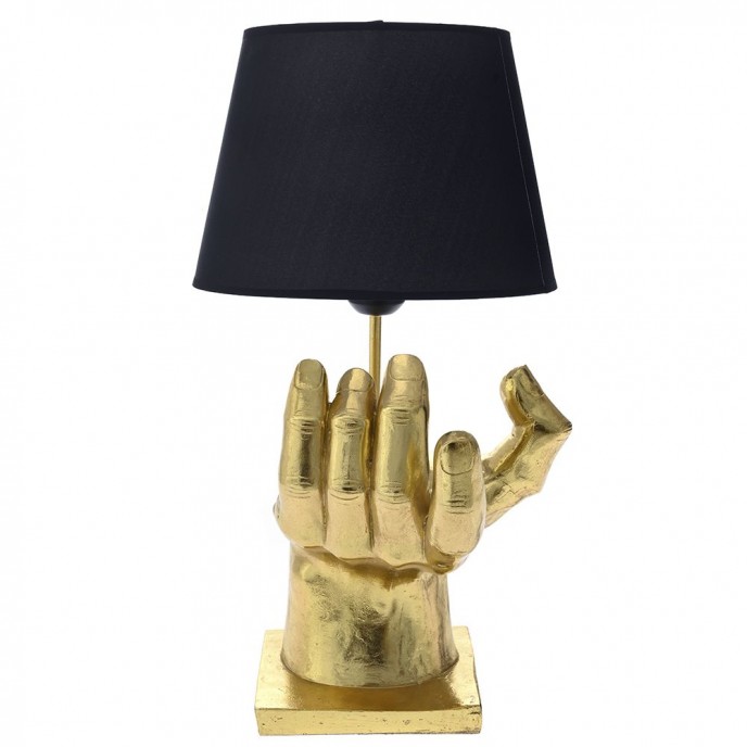  GOLD POLYRESIN HAND TABLE LAMP 30X31X71 CM WITH BLACK VELVET SHADE 