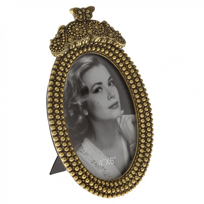  GOLD POLYRESIN OVAL PHOTO FRAME 13X21 CM FOR 10X15 PHOTO 