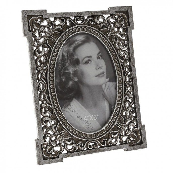  SILVER POLYRESIN PHOTO FRAME 16X21 CM FOR 10X15 OVAL PHOTO 