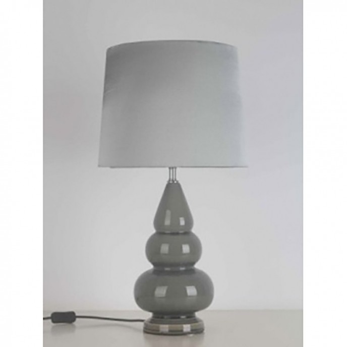  CERAMIC ARMY GREEN TABLE LAMP W FABRIC SHADE D34x62CM 