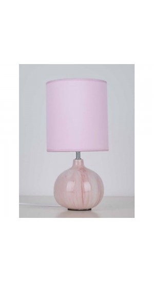  CERAMIC PINK MARBLED TABLE LAMP W FABRIC SHADE D16.5x35CM