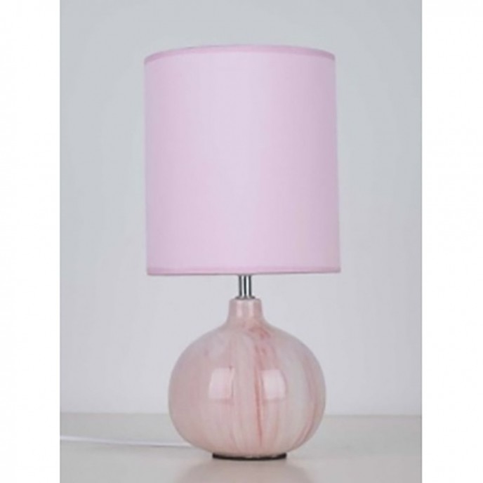  CERAMIC PINK MARBLED TABLE LAMP W FABRIC SHADE D16.5x35CM 