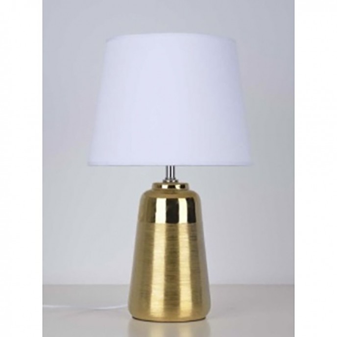  CERAMIC GOLD TABLE LAMP W FABRIC SHADE D28x47CM 