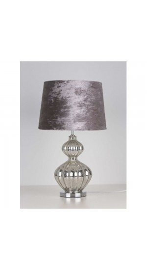  GLASS SILVER TABLE LAMP W FABRIC SHADE D35x58.5CM