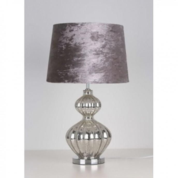  GLASS SILVER TABLE LAMP W FABRIC SHADE D35x58.5CM 
