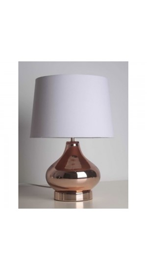  GLASS ROSE-GOLD TABLE LAMP W FABRIC SHADE D28.5x42CM