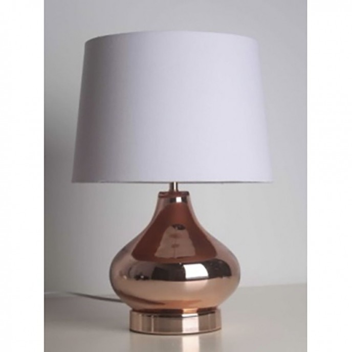  GLASS ROSE-GOLD TABLE LAMP W FABRIC SHADE D28.5x42CM 