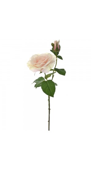  ARTIFICIAL SALMON ROSE WITH BUD STEM 67CM