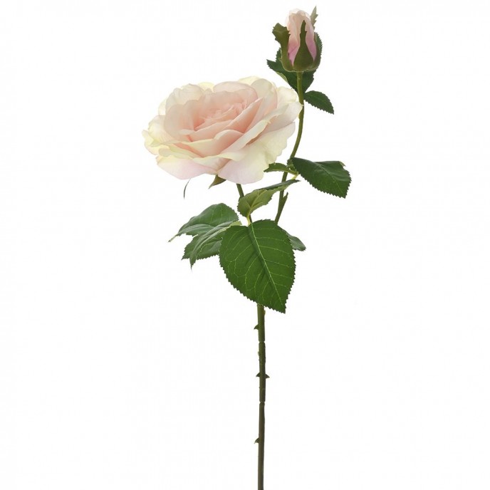  ARTIFICIAL SALMON ROSE WITH BUD STEM 67CM 