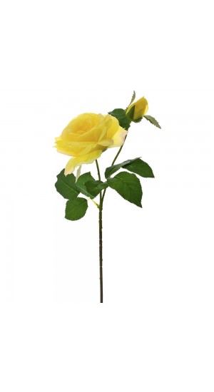  ARTIFICIAL YELLOW ROSE WITH BUD STEM 67CM