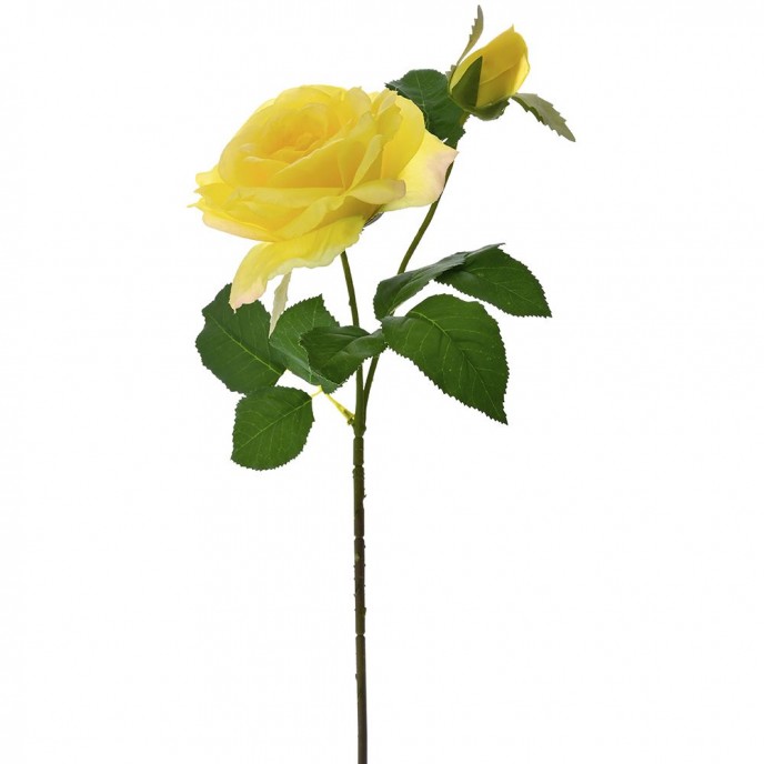  ARTIFICIAL YELLOW ROSE WITH BUD STEM 67CM 