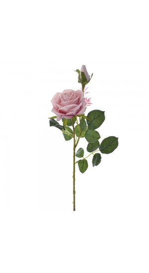  ARTIFICIAL PINK ROSE WITH BUD STEM 67CM
