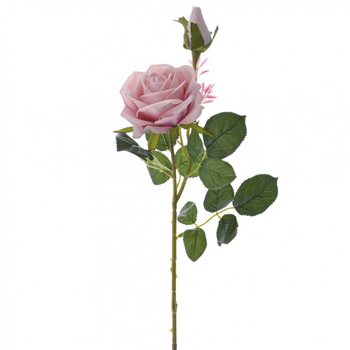  ARTIFICIAL PINK ROSE WITH BUD STEM 67CM 