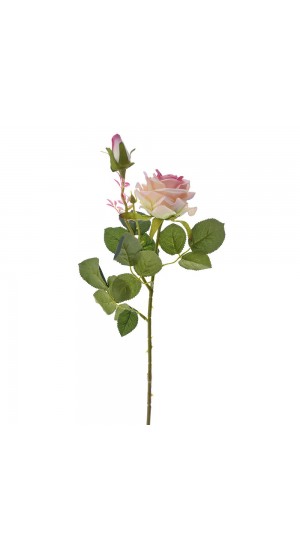  ARTIFICIAL CORAL ROSE WITH BUD STEM 67CM