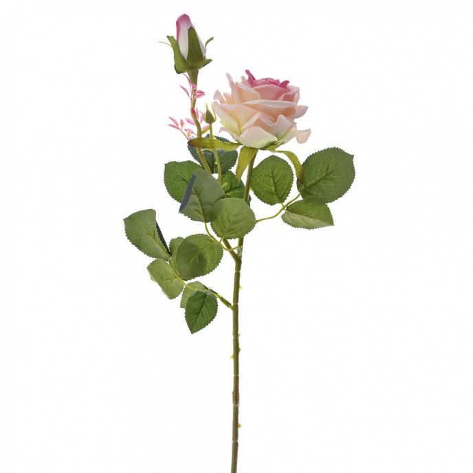  ARTIFICIAL CORAL ROSE WITH BUD STEM 67CM 