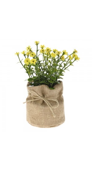  ARTIFICIAL POTTED PLANTS IN JUTE BAG 16CM