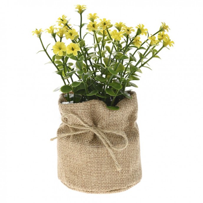 ARTIFICIAL POTTED PLANTS IN JUTE BAG 16CM 