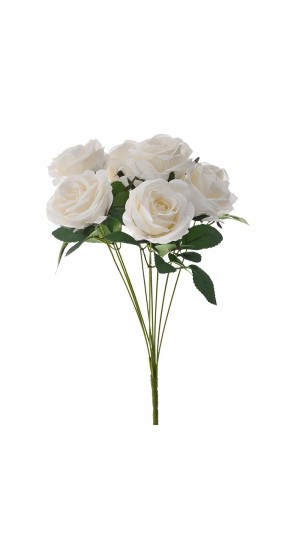  ARTIFICIAL BUNCH OF WHITE ROSES 44CM