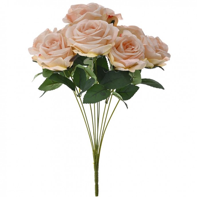  ARTIFICIAL BUNCH OF SALMON ROSES 44CM 