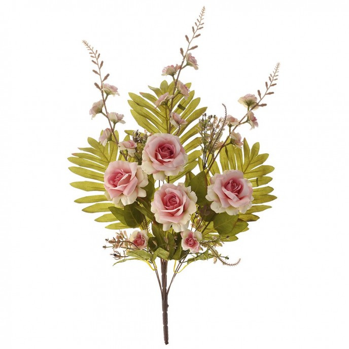  ARTIFICIAL BUNCH OF PINK ROSES 66CM 