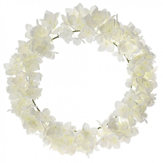  WHITE HYDRANGEA FLOWERS WREATH D 45 CM 
