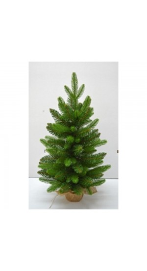  SMALL PLASTIC CHRISTMAS TREE IN JUTE BAG 60CM WITH 105TIPS