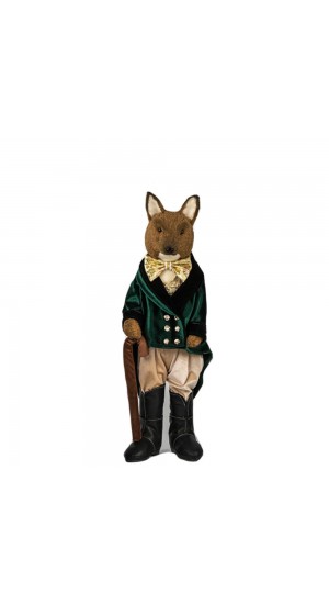  BROWN FOX WITH EMERALD GREEN SUIT 23X22X70CM