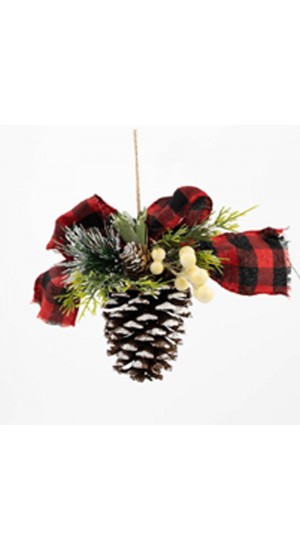  HANGING DECORATED PINECONE ORNAMENT 13X13X15CM