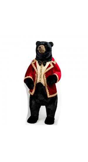  BLACK CIRCUS BEAR WITH RED SUIT 50X48X117CM