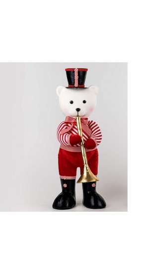  RED BEAR WITH TRUMPET 27X19X62CM