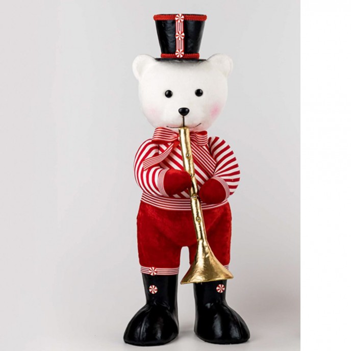  RED BEAR WITH TRUMPET 27X19X62CM 