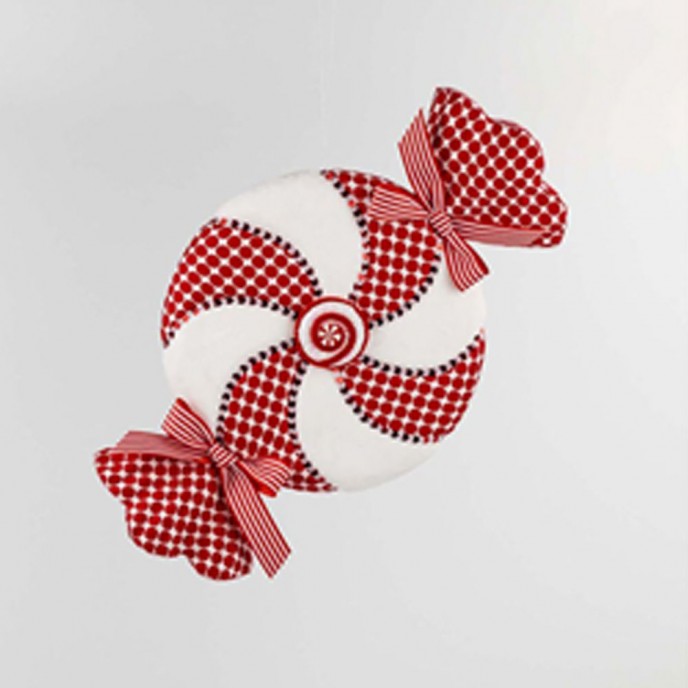  RED AND WHITE HANGING CANDY ORNAMENT 43X9X25CM 