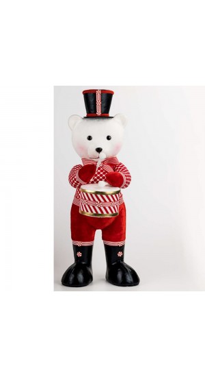  RED BEAR WITH DRUM 27X19X62CM