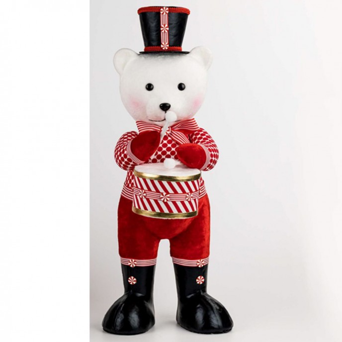  RED BEAR WITH DRUM 27X19X62CM 